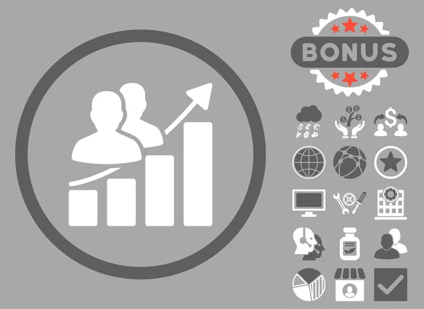 Gráfico de crescimento do público Ícone vetorial plano com bônus —  Vetores de Stock