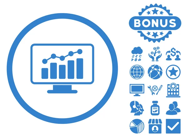 Wykresu monitorowania płaskie wektor ikona z Bonus — Wektor stockowy