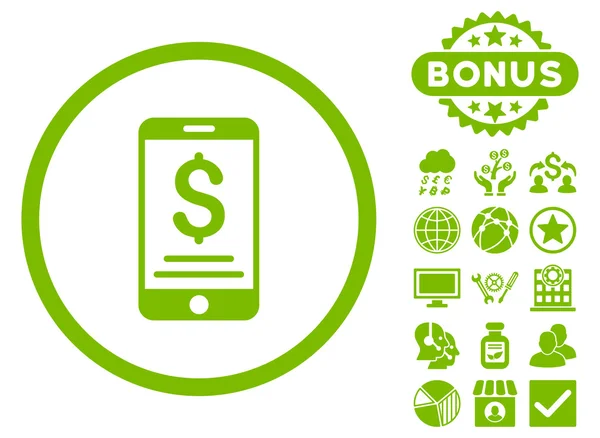 Mobile Wallet lapos Vector Icon bónusz — Stock Vector