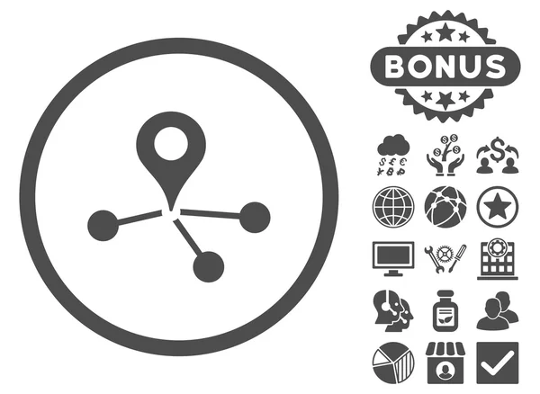 Geo sítě plochý vektorové ikony s bonusem — Stockový vektor