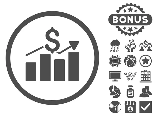 Gráfico de vendas Ícone de vetor plano com bônus —  Vetores de Stock