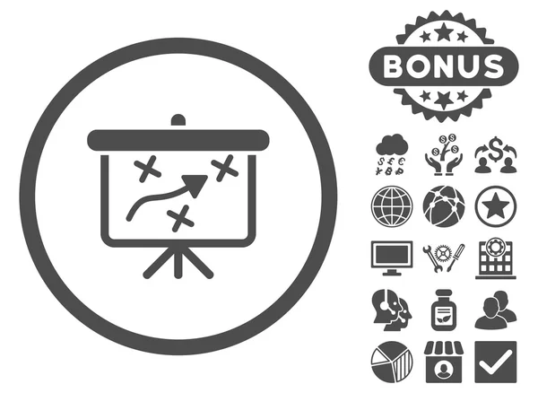 Strategi styrelsen platt vektor ikonen med Bonus — Stock vektor