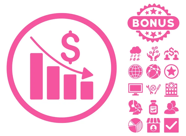Gráfico de recessão Ícone de vetor plano com bônus —  Vetores de Stock