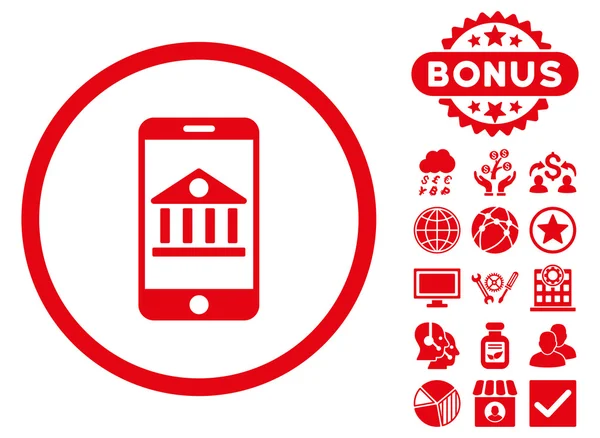 Mobilny Bank płaskie wektor ikona z Bonus — Wektor stockowy