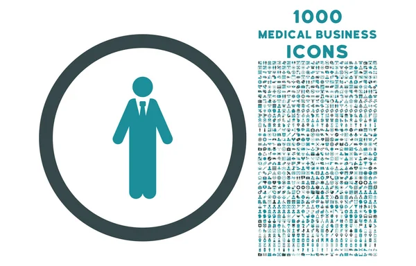 Símbolo arredondado do escrivão com 1000 ícones — Vetor de Stock