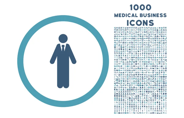 Symbole arrondi de commis avec 1000 icônes — Image vectorielle