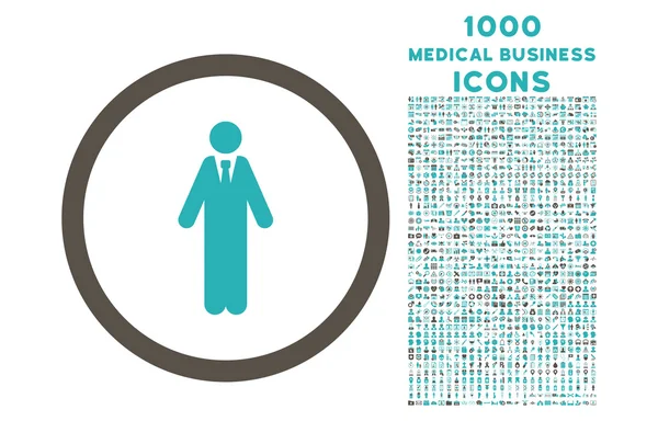 Symbole arrondi de commis avec 1000 icônes — Image vectorielle