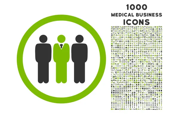 Ícone arredondado de funcionários do escritório com 1000 ícones de bônus — Vetor de Stock