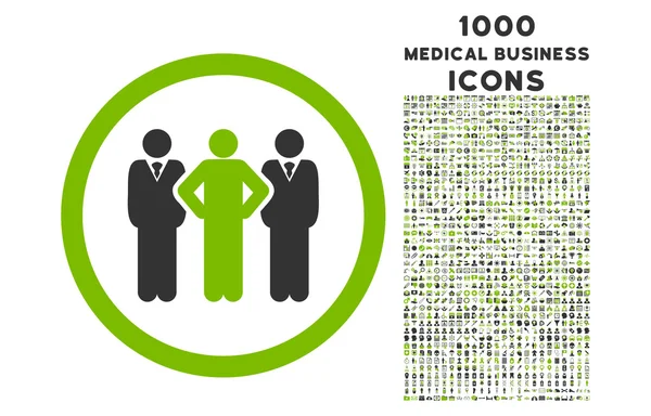 Team rundete Icon mit 1000 Bonussymbolen ab — Stockvektor