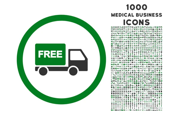 Icono redondeado de entrega gratuita con 1000 iconos de bonificación — Archivo Imágenes Vectoriales