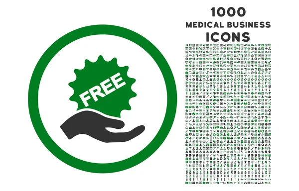 Icono redondeado de oferta gratuita con 1000 iconos de bonificación — Archivo Imágenes Vectoriales