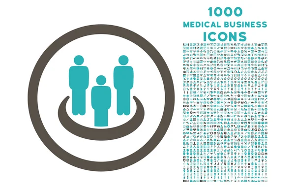 Ícone arredondado do grupo social com 1000 ícones do bônus — Vetor de Stock