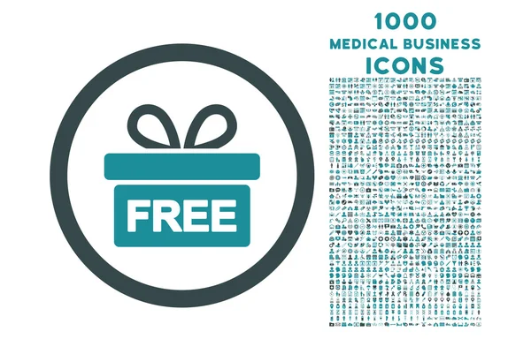 Icono redondo de regalo con 1000 iconos de bonificación — Archivo Imágenes Vectoriales
