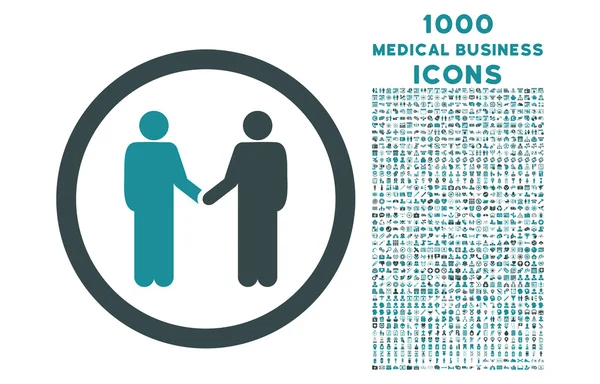 Personen-Vereinbarung rundete Icon mit 1000 Bonus-Icons ab — Stockvektor
