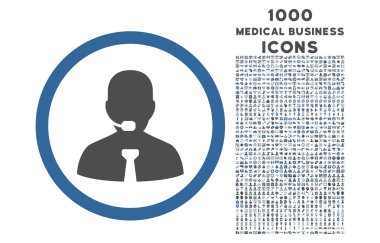 Çağrı Merkezi operatörü yuvarlak simge ile 1000 Bonus simgeler