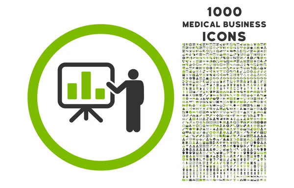 Презентация барной стойки округлая икона с 1000 бонусными иконками — стоковый вектор