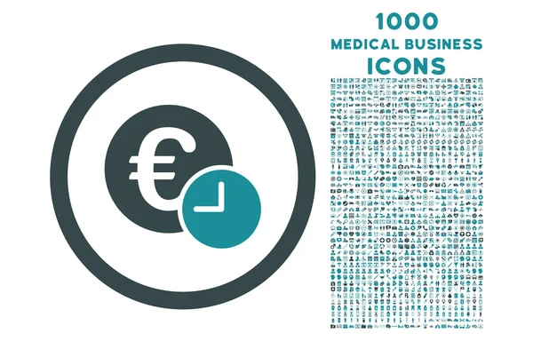 Euro úvěr zaoblené ikonu s 1000 Bonus ikony — Stockový vektor