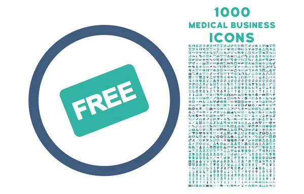 Icono redondo de tarjeta gratis con 1000 iconos de bonificación — Archivo Imágenes Vectoriales