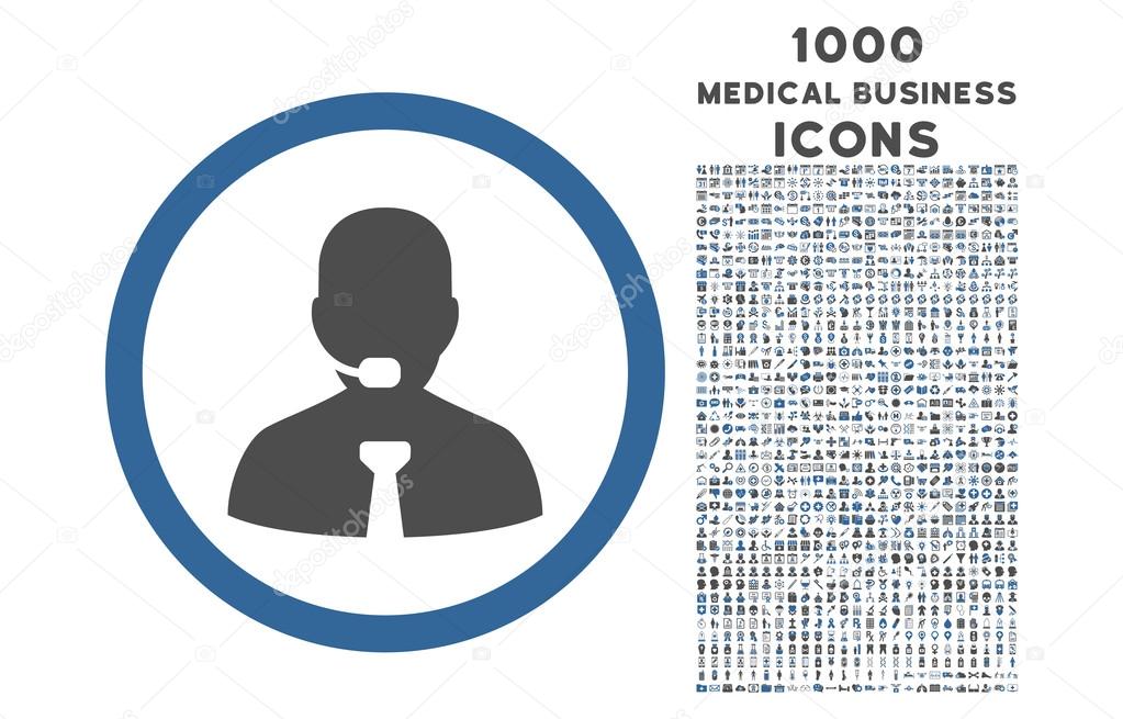 Call Center Operator Rounded Icon with 1000 Bonus Icons