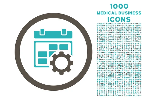 Configurações do calendário Ícone arredondado com 1000 ícones de bônus — Vetor de Stock