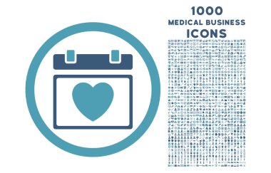 Güzel takvim tarihi yuvarlak simge ile 1000 Bonus simgeler