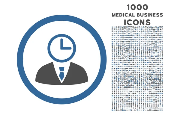 Zeitmanager rundete Icon mit 1000 Bonussymbolen ab — Stockvektor