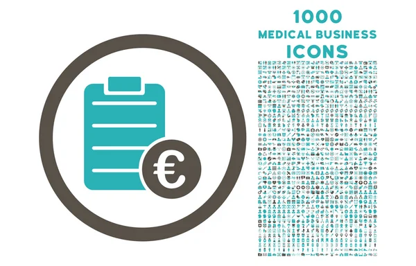 Euro Prices Rounded Icon with 1000 Bonus Icons - Stok Vektor