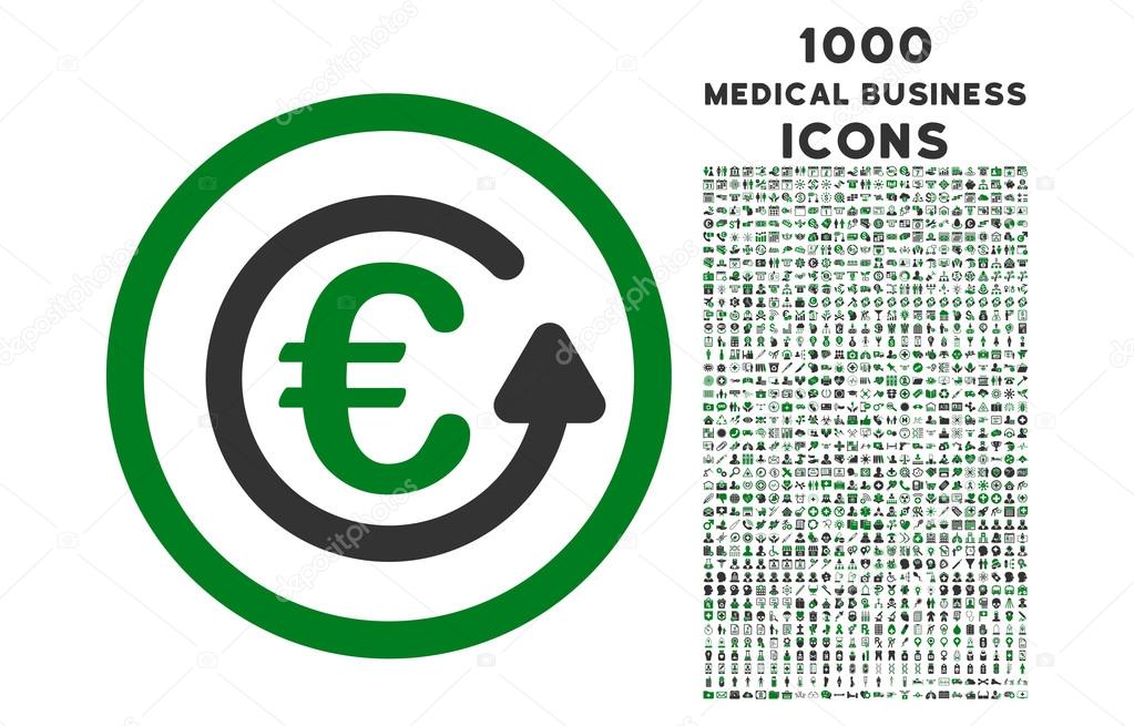 Euro Chargeback Rounded Icon with 1000 Bonus Icons
