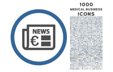 Avrupa gazete yuvarlak simge ile 1000 Bonus simgeler
