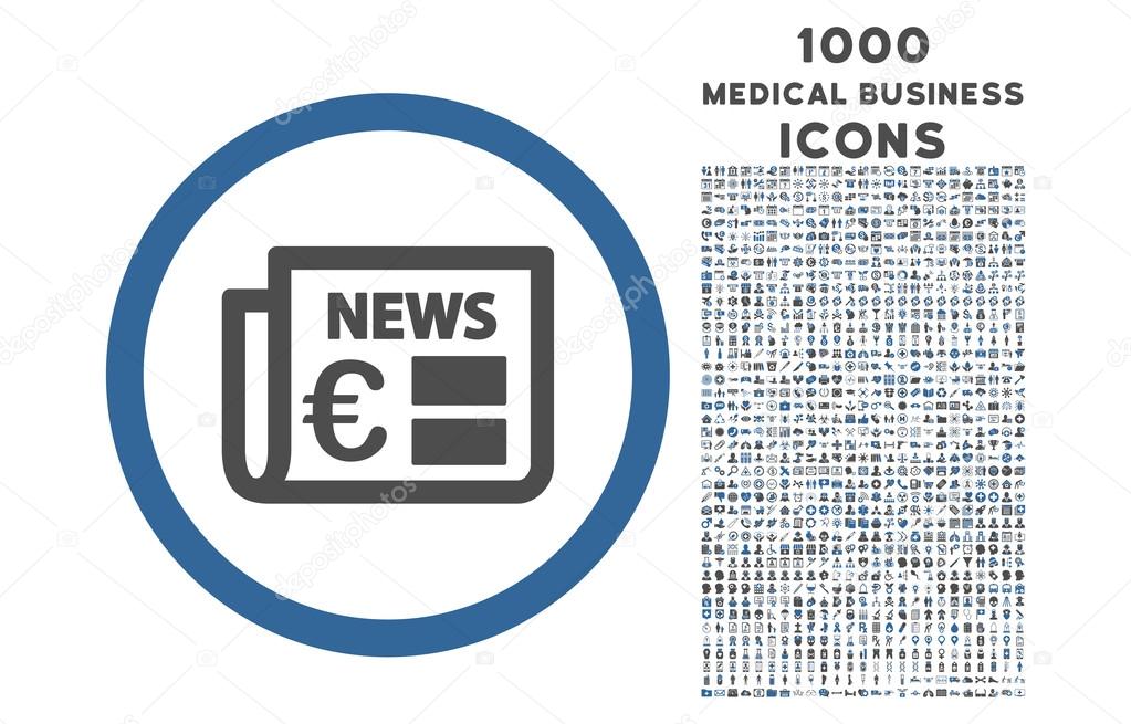 Euro Newspaper Rounded Icon with 1000 Bonus Icons