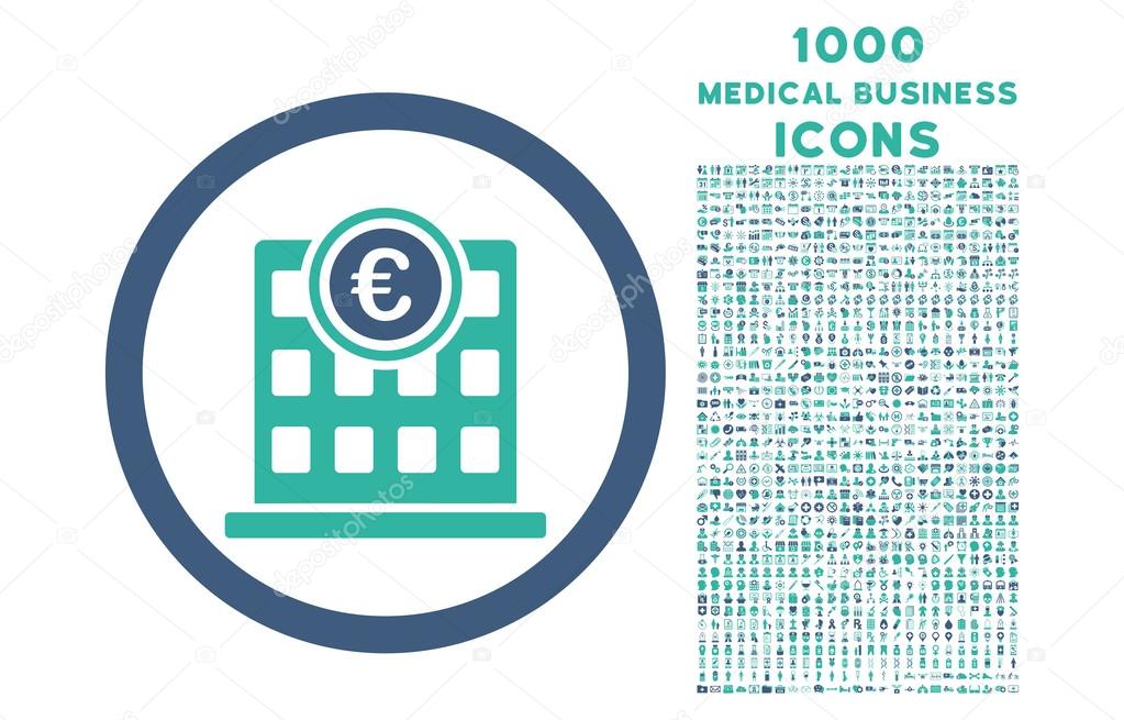 Euro Company Building Rounded Icon with 1000 Bonus Icons