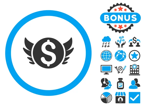 Angel investeringen platte Vector Icon met Bonus — Stockvector