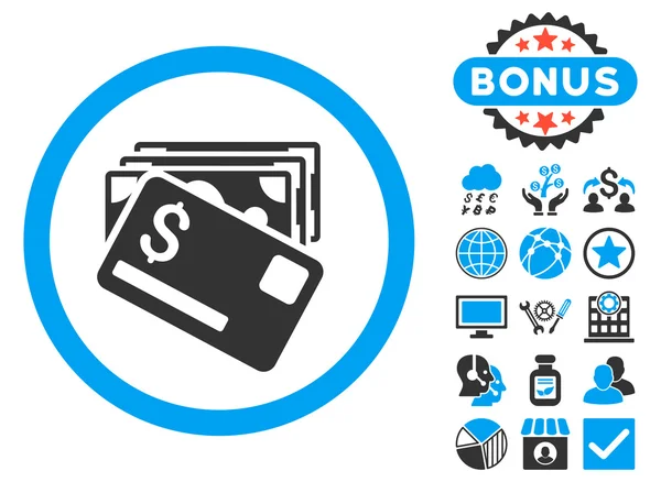 Simpul dan Ikon Vektor Datar Kartu dengan Bonus - Stok Vektor