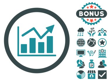 Bonus ile çubuk grafik eğilim düz vektör simgesi