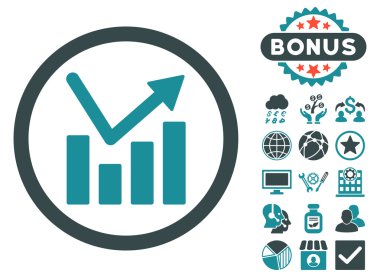 Bonus ile çubuk grafik eğilim düz vektör simgesi