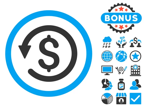 Chargeback Flat Vector Icon met Bonus — Stockvector