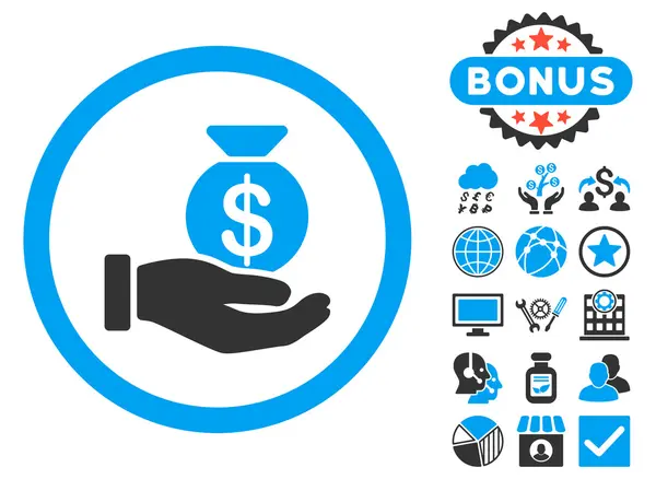 Cash betaling platte Vector Icon met Bonus — Stockvector