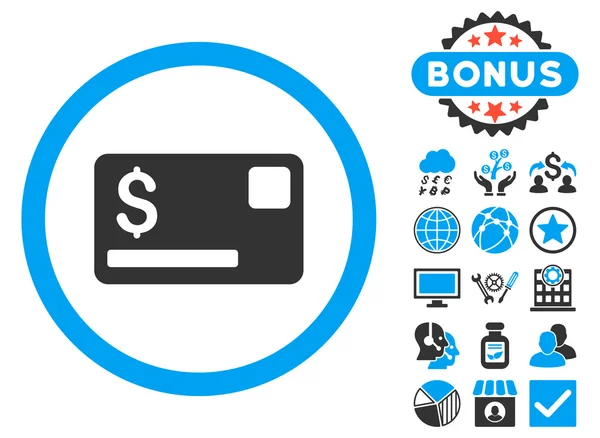 Creditcard platte Vector Icon met Bonus — Stockvector