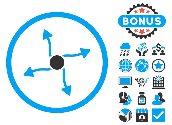Иконка с плоскими векторными стрелками с бонусом — стоковый вектор