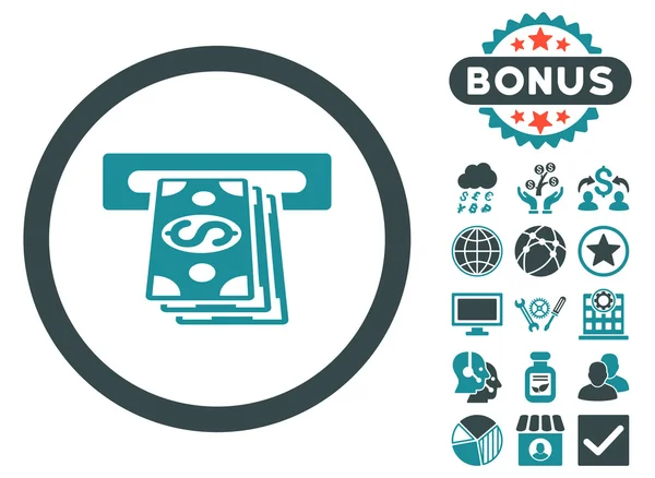 ATM Cashout plochých Vector ikona s bonusem — Stockový vektor