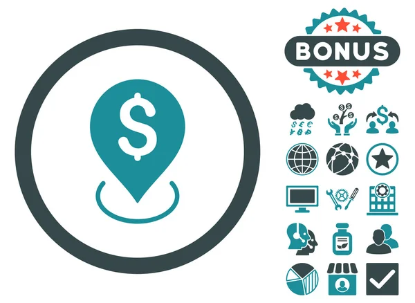 Bankovní umístění ploché vektorové ikony s bonusem — Stockový vektor