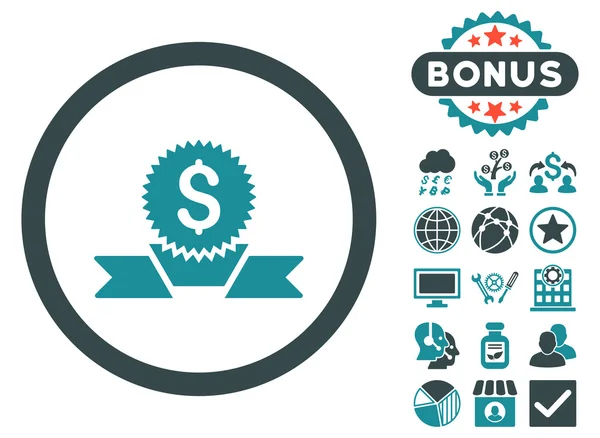 Banking Award Flat Vector Icon with Bonus — Stock Vector