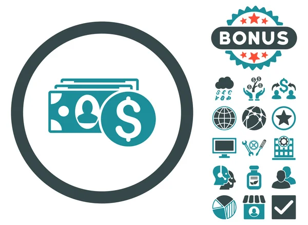 Cash Flat Vector Icon with Bonus — Stock Vector