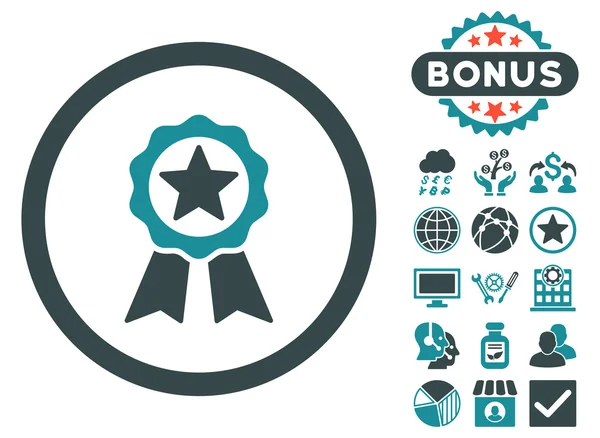 Certificering Seal platte Vector Icon met Bonus — Stockvector