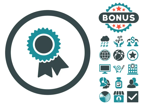 Certyfikacji płaskie wektor ikona z Bonus — Wektor stockowy