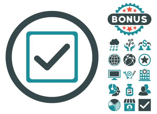 Casilla de verificación Icono de vector plano con bonificación — Archivo Imágenes Vectoriales