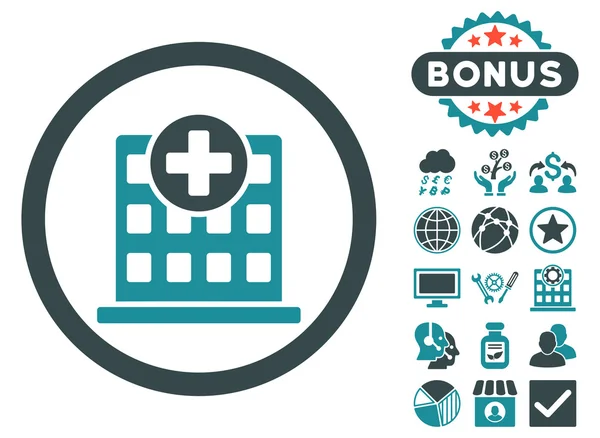 Clinic Flat Vector Icon with Bonus — Stock Vector