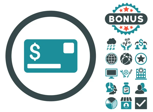 Creditcard platte Vector Icon met Bonus — Stockvector