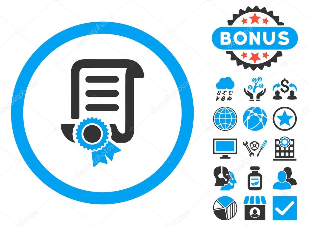 Certified Scroll Document Flat Vector Icon with Bonus