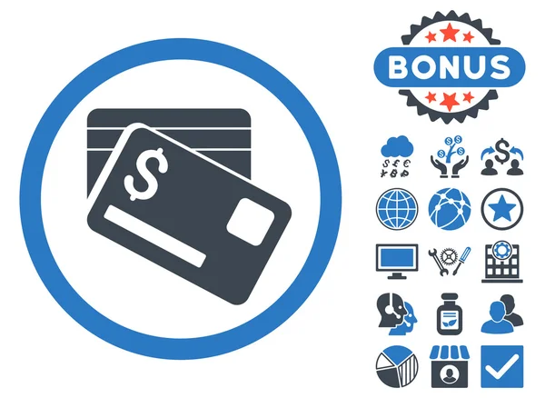 Bank kaarten platte Vector Icon met Bonus — Stockvector